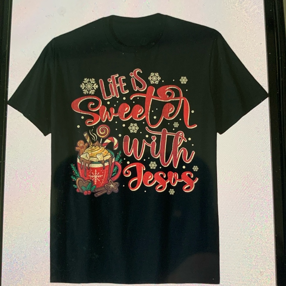 Life is Sweeter with Jesus T-Shirt NEW Sz XL Christian Short sleeve Green/Gray